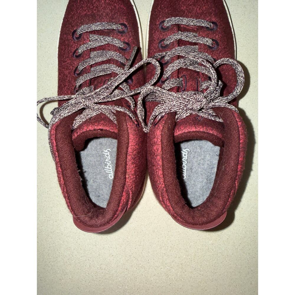 AllBirds Mens Wool Piper Mid Top Merino Wool Lace Up Sneakers Burgundy Size 9 - Picture 8 of 10